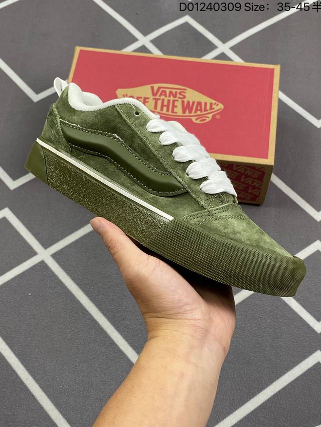 Vans Classics Knu Skool Htl工装风复古全黑绿麂度底节鞋舌面包鞋 Vans联名超火的土豆鞋 复古经典 鞋头放大 包边上移加厚 鞋舌加厚