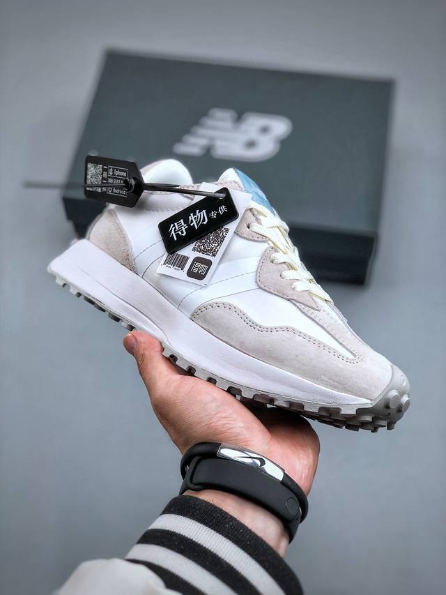 Z 得物版本 一码配一扣 请认准独家数字防伪码 New Balance Ms327系列复古休闲运动慢跑鞋 灰白 Ws327Bv 尺码 36-44 半