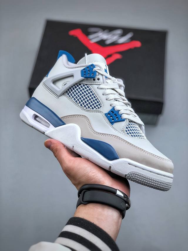 K Air Jordan 4 Retro Military Blue Aj4 乔4白蓝灰元年配色 原厂独立模具开发 纯正4代正确鞋型 原厂定制头层压纹皮料 原厂