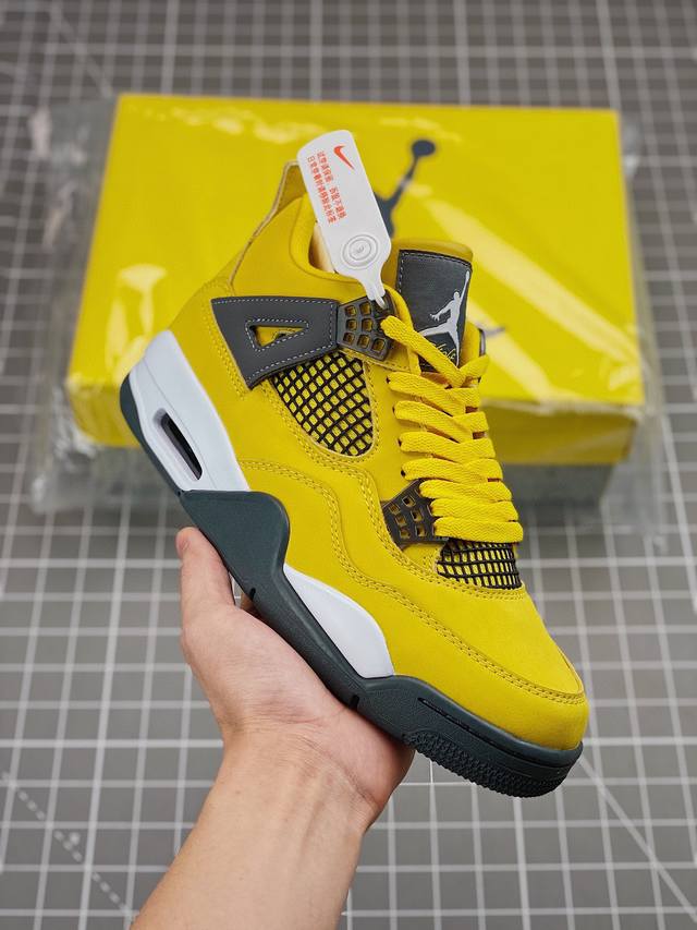 爆款补齐 纯原 Tnt 头层皮版本 Air Jordan 4 Retro Tour Yellow 黑黄电母 原厂私磨 原厂纸板 原厂包装 完美走线 鞋舌弧度有型