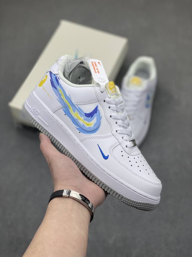 海外限量发售 公司级nike Air Force 1 '07 Low Bape联名-彩勾 空军一号 低帮 运动鞋 休闲鞋 折边针车 工艺难度大 原楦头原纸板 原