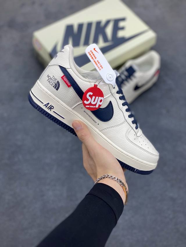 套现 原本地 版本 海外限量发售 公司级 Supreme 北面the North Face Nike Air Force 1 Low 米深蓝 空军一号低帮休闲板