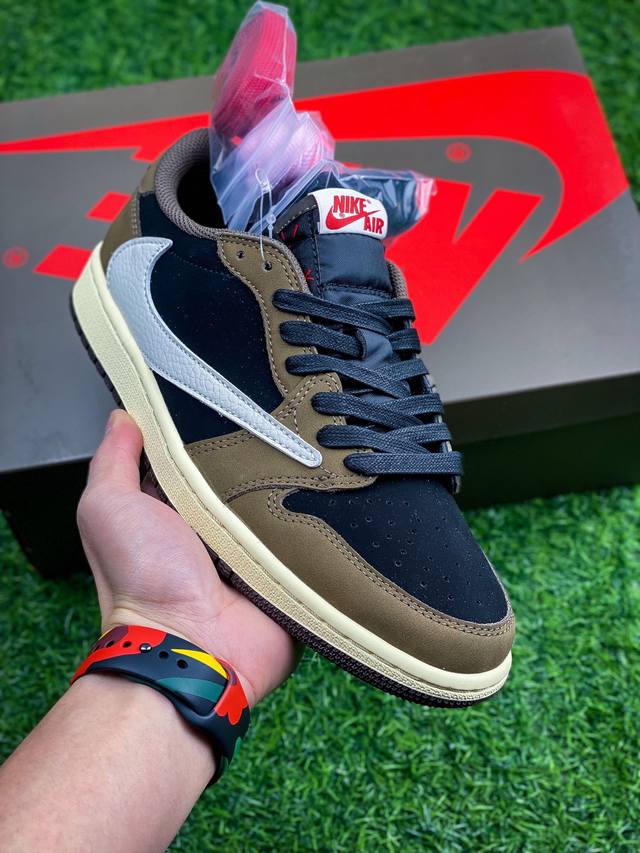 全集配色 放店 Travis Scott X Air Jordan Aj1 Low Golf 针车效果同步原鞋 刺绣拉到原厂定做 原楦原纸板开发 后跟弧度收口自