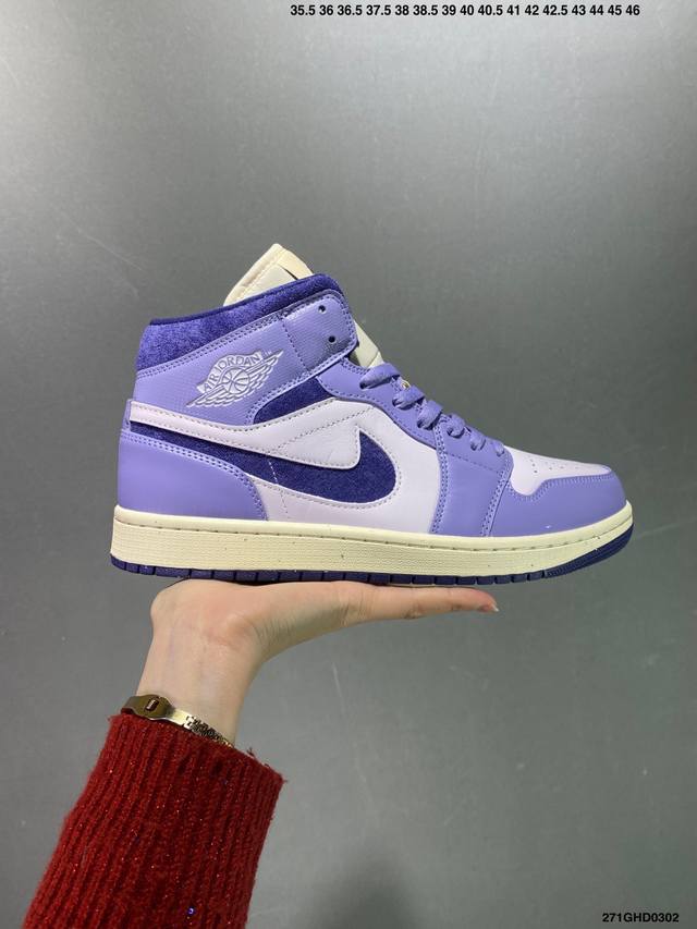 公司级air Jordan Aj1 Mid 中帮 紫色dz3745- 终端优势供应 市面中低帮最具代表性版本没有之一 口碑大厂出品 品控大底版型不断改良更新 全