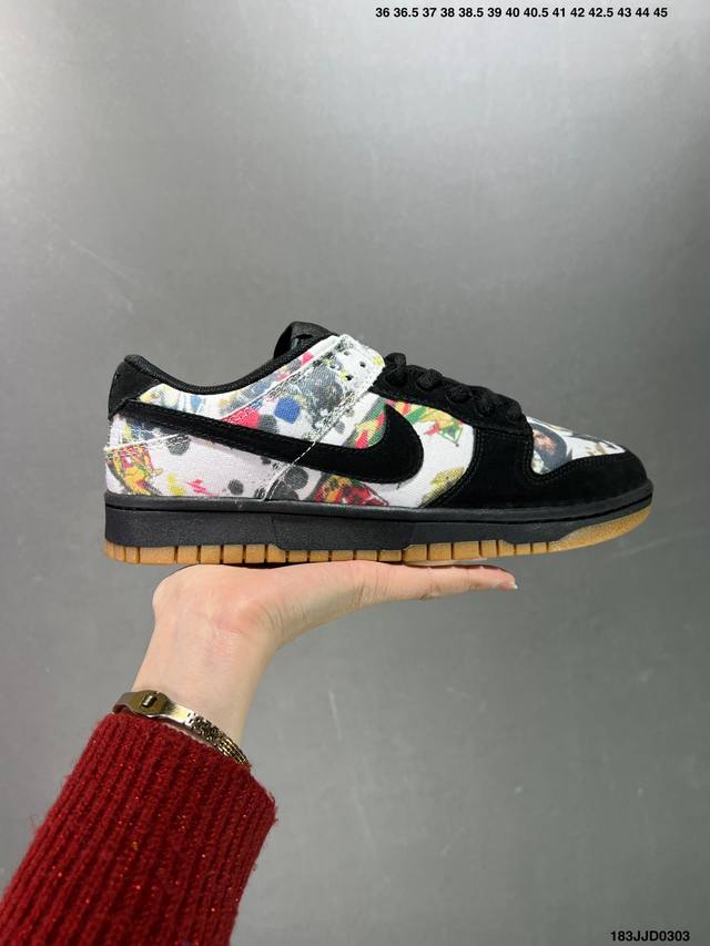 Supreme X Nk Sb Dunk Low 联名黑涂鸦 Fd8778-001 独家原厂航空铝磨具打磨大底 鞋头坡度极致还原 原盒原配 圈内天花板工艺 原厂