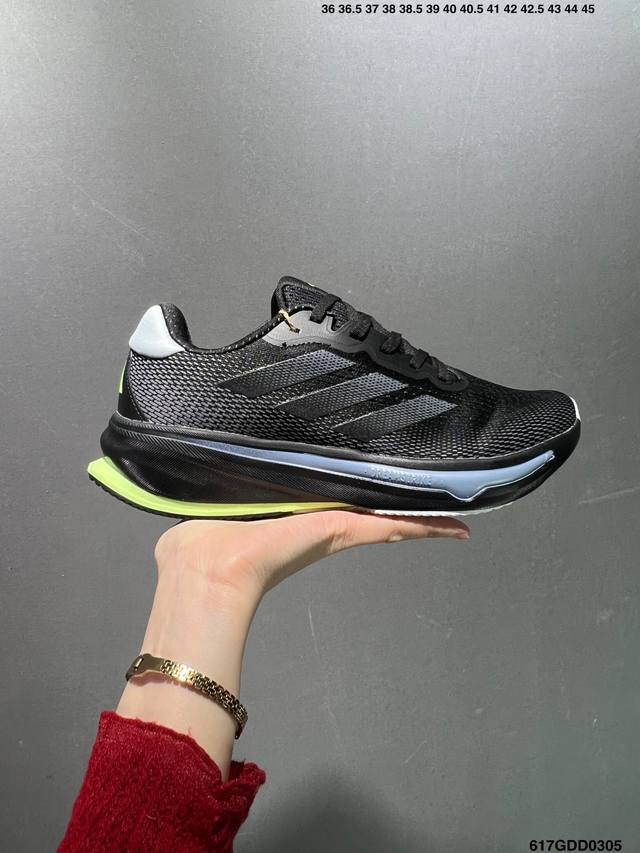 公司级阿迪达斯adidas Supernova Rise M 超新星增强系列低帮轻量透气休闲运动慢跑鞋 网织藏蓝黑黄 Ig5847 尺码 36 36 37 38