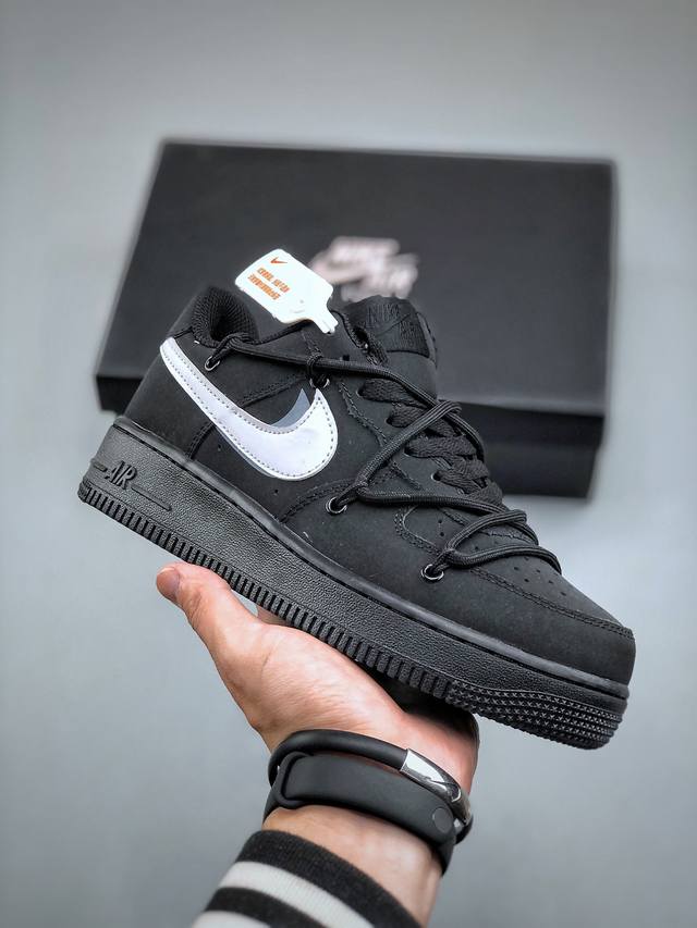 Nike Air Force 1 Low 黑白绑带 空军一号低帮运动休闲板鞋 原装级别 原楦头原纸板 打造纯正空军版型#专注外贸渠道 全掌内置蜂窝气垫 #原盒配