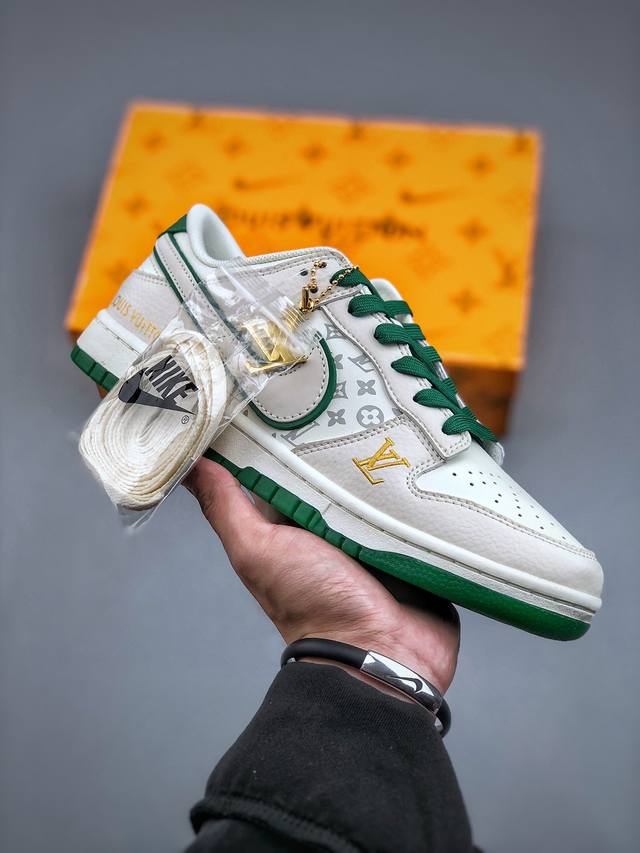 纯原 原 Nike Sb Dunk Low Lv联名- 米白绿暗夜骑士 高端定制 低帮休闲板鞋 3M反光 定制鞋盒 大厂纯原品质出货 超高清洁度 皮料切割干净无