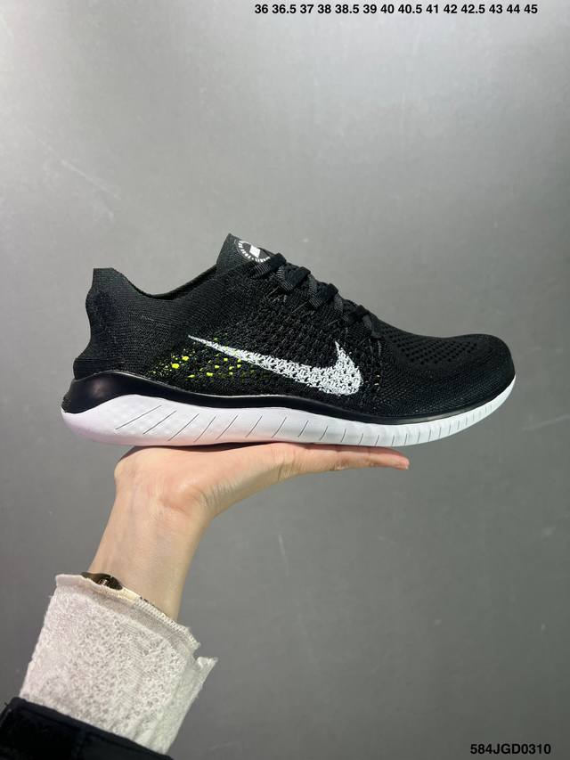 耐克nike Free Rn Flyknit 2018 赤足 二代轻跑鞋 质感新焕升级 专为短打跑造#鞋如面袜般子柔贴软合 结合性弹沙线 赋双予足众出的紧包密覆