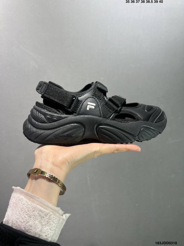 真标fila 斐乐 Fluid Sandal 休闲运动凉鞋t12W32 1夏季室内户外潮流时尚舒适百搭魔术贴厚底 尺码 35.5-40如图 Id 183Jdd0