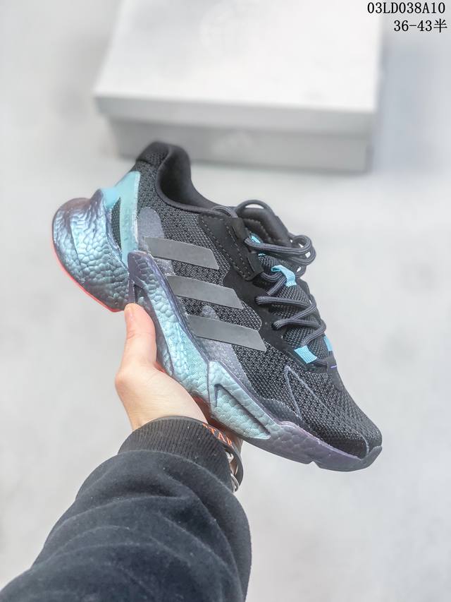 真标带半码 Adidas X9000I4耐磨防滑低帮跑步鞋男款黑蓝色 尺码36-43半 03Ld038A10