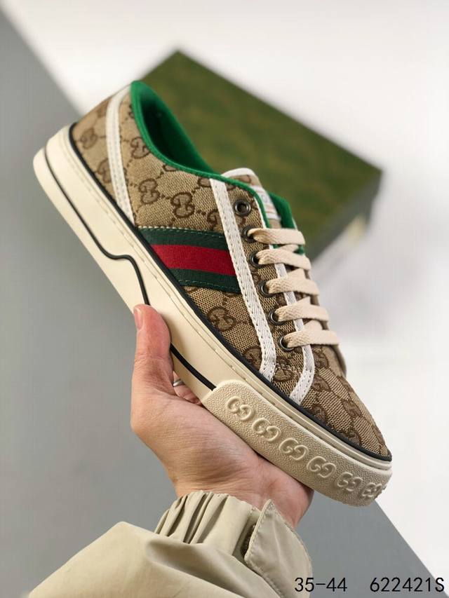 Gucci古驰 Tennis 1977 Gg Print Sneaker帆布印花复古休闲运动板鞋 Id 622421S