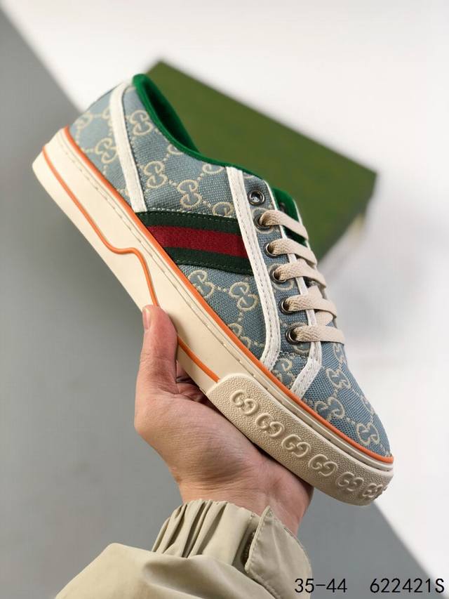 Gucci古驰 Tennis 1977 Gg Print Sneaker帆布印花复古休闲运动板鞋 Id 622421S