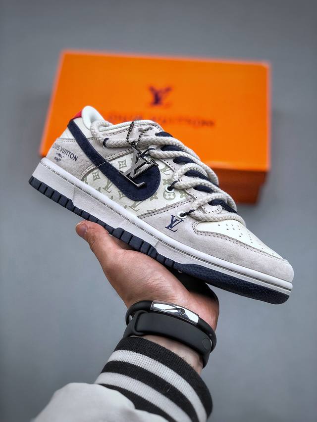 Nk Sb Dunk Low Lv联名-深蓝印花 周年高端定制 低帮休闲板鞋 Fc1688-186 #定制鞋盒 大厂纯原品质出货 超高清洁度 皮料切割干净无任何