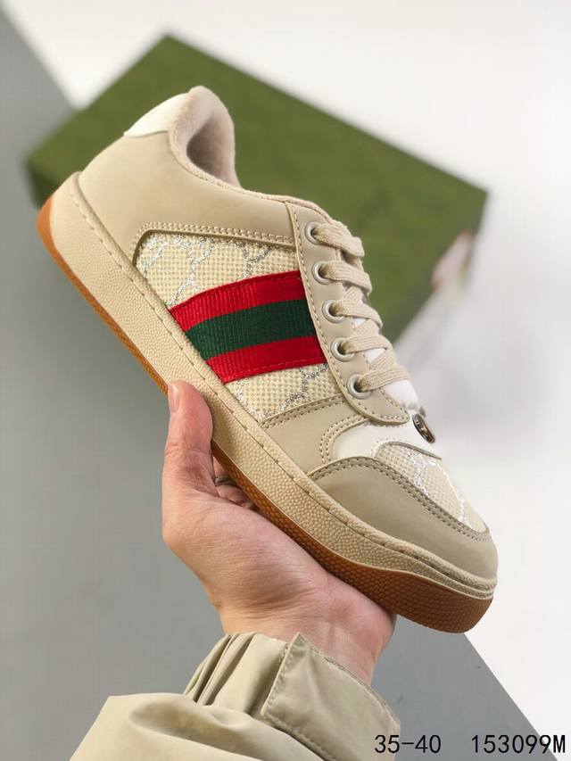 古驰 Gucci Distressed Screener Sneaker 古驰小脏鞋系列 经典原型复古百搭做旧小脏板鞋复古学院风 码数 如图 Id 1 99M