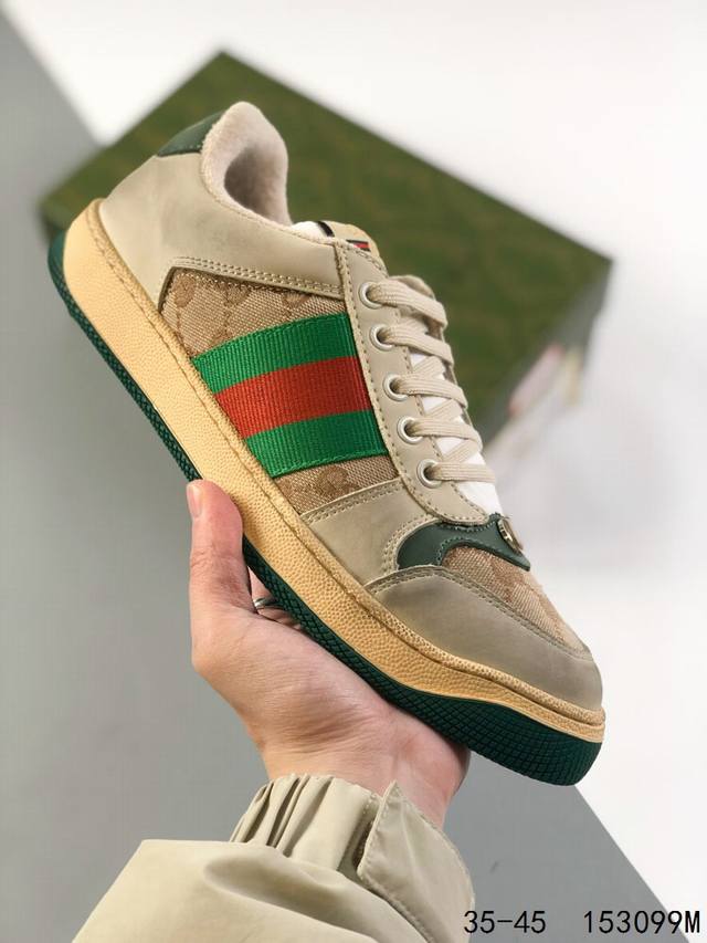 古驰 Gucci Distressed Screener Sneaker 古驰小脏鞋系列 经典原型复古百搭做旧小脏板鞋复古学院风 码数 如图 Id 1 99M