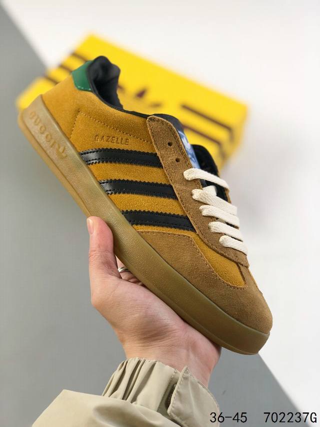 真标带半码 意大利奢侈品牌-古驰gucci X 德国运动品牌阿迪达斯adidas Originals Gazelle Esquisite Gucci 羚羊系列低