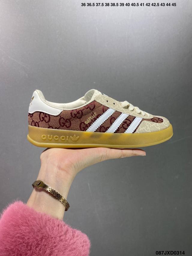 公司级重磅古驰联名 Adidas Originals X Gucci Gazelle 联名经典休闲板鞋 意大利2022时装周走秀款 德训鞋休闲鞋 货号 7078