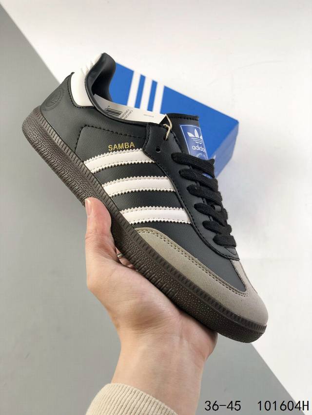 真标带半码 阿迪达斯 三叶草adidas Samba Vegan Og桑巴舞系列绅士德训足球风百搭低帮休闲运动板鞋 Id 101604H