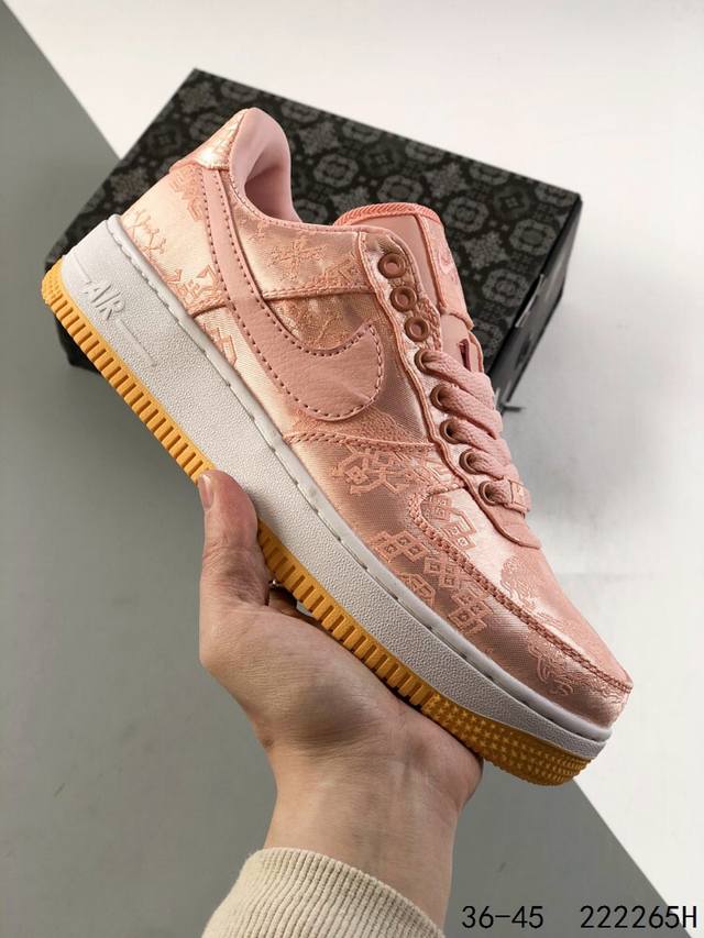 真标带半码 可撕版 耐克 空军一号 陈冠希主理品牌 凝结clot X Nike Air Force 1 Premium 低帮 板鞋 丝绸 原装夜光水晶外底 鞋面