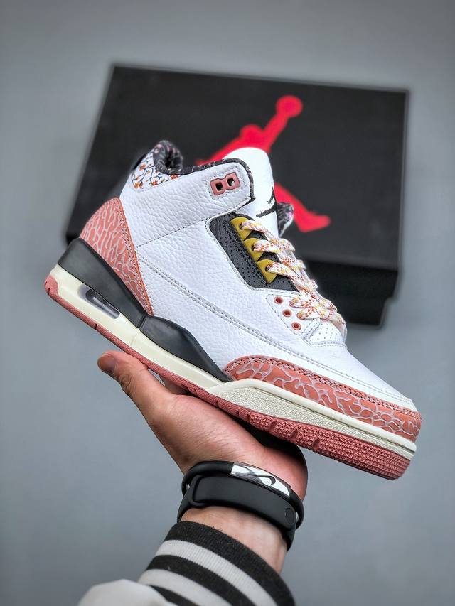 Air Jordan 3 Gs Red Stardust Aj3 乔3全新白粉色花卉 #整双鞋在 Air Jordan 3 的基础上 依旧可以看到包括大象爆裂纹