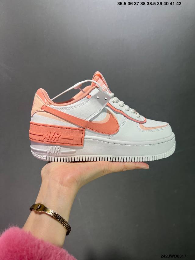 公司级耐克 Nike Air Force 1 Shadow 全新少女系解构主义设计 马卡龙空军一号轻量增高低帮百搭板鞋 #双层轻量eva发泡中底+防滑rb橡胶外