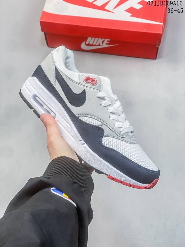 真标带半码 Nike Air Max 1 Prm Escape灰白黑 男女低帮运动跑步鞋fj0698- 尺码36-45半 03Jjd169A16