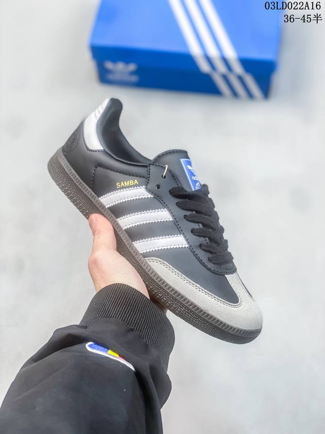 真标带半码 Adidas Originals Sambaog柔软鞋 轻松脚感低帮板鞋黑白灰b75806 尺码36-45半 03Ld022A16