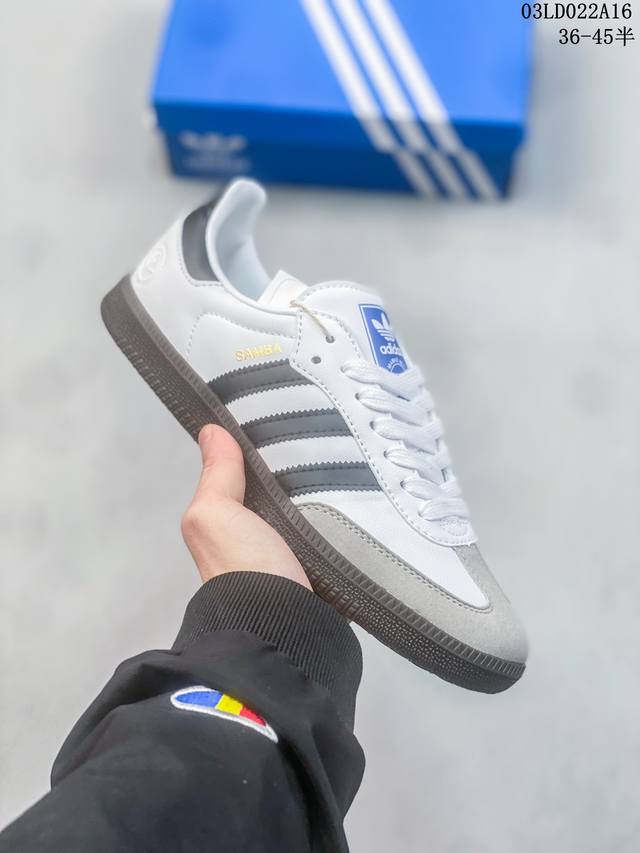 真标带半码 Adidas Originals Sambaog柔软鞋 轻松脚感低帮板鞋黑白灰b75806 尺码36-45半 03Ld022A16