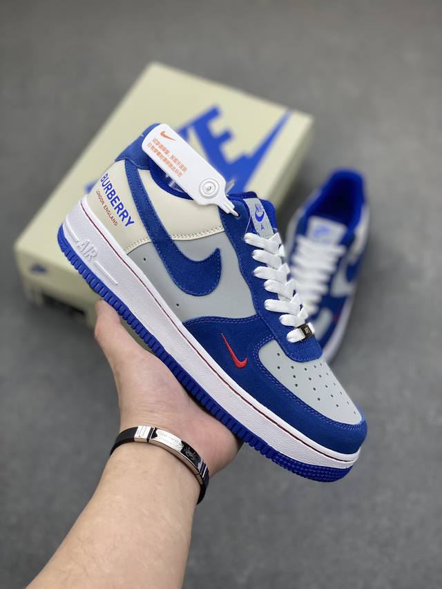 工厂套现福利特价 特价 原 版本 海外限量发售 公司级nike Air Force 1 '07 Low 巴宝莉联名-极光蓝 空军一号 低帮burberry 奢华