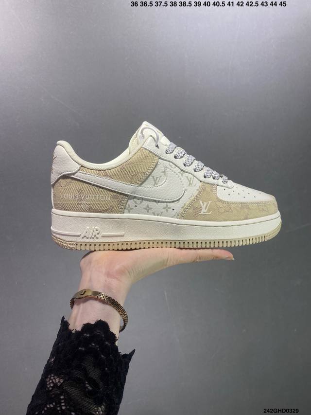 公司级nike Air Force 1 '07 Low Lv联名--荧光卡其牛仔 空军一号 中帮 运动鞋 休闲鞋 折边针车 工艺难度大 原楦头原纸板 原装鞋盒