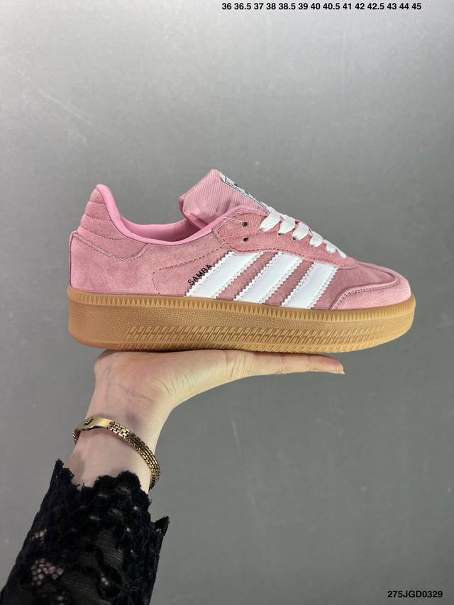 阿迪达斯 三叶草adidas Samba Xlg 桑巴舞系列绅士德训足球风百搭低帮厚底增高休闲运动板鞋 货号 Ie1576 Size 如图所示 编码 275Jg