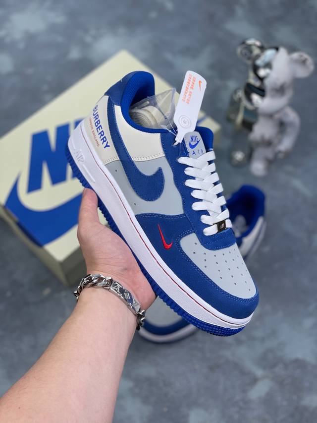 特价 工厂套现 福利特价 海外限量发售 公司级nike Air Force 1 '07 Low 巴宝莉联名-极光蓝 空军一号 低帮burberry 奢华 品质