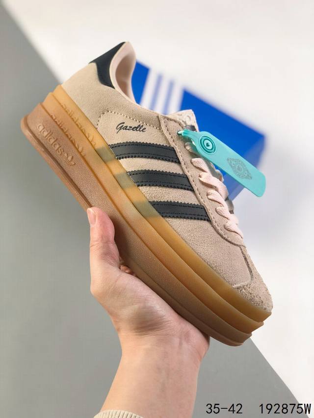 真标带半码 Adidas阿迪达斯gazelle Bold耐磨三层鞋底厚底增高 低帮休闲运动板鞋 Id 192875W