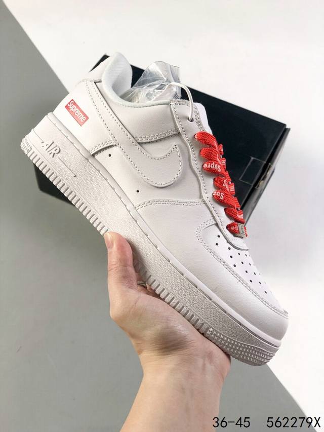 真标带半码 耐克nike Air Force 1 Low 空军一号 Supreme联名 低帮百搭休闲运动板鞋 柔软 弹性十足的缓震性能和出色的中底设计 横跨复古