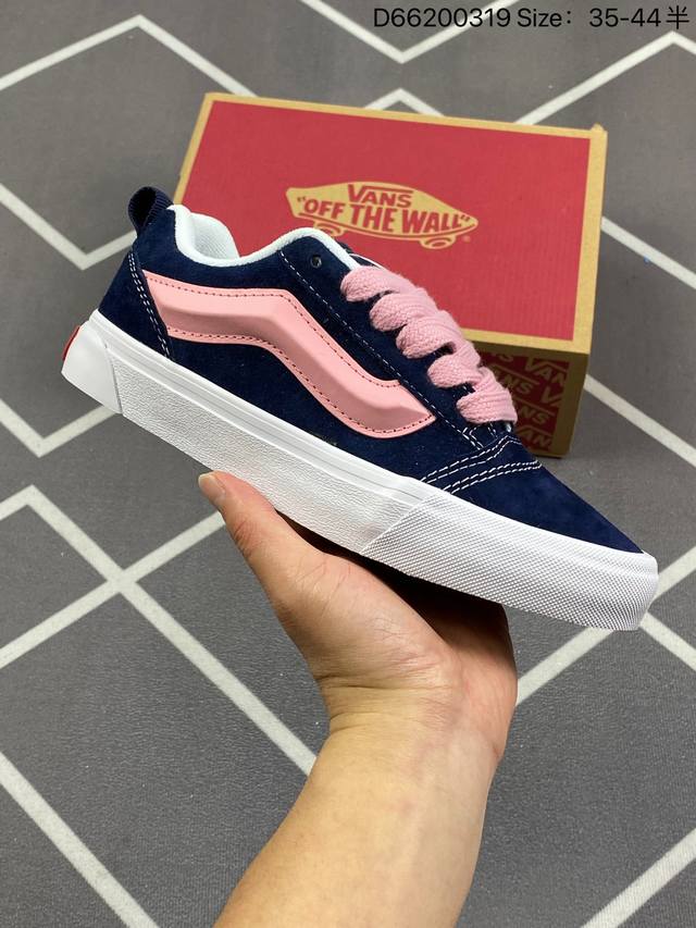 Vans Knu-Skool Vr3 Lx 面包鞋 黑红拼接低帮复古休闲硫化板鞋 Vn0009Qcknu #肥胖版大logo D66200319 Size 35