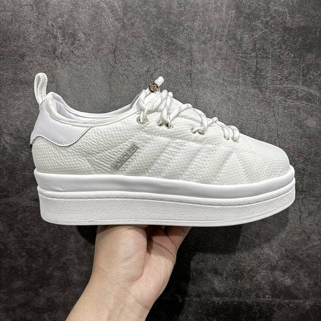 Ok纯原版本 Moncler X Adidas Originals Campus 盟可睐 X 阿迪达斯低帮联名白色舒适气质百搭防滑低邦板鞋男女同款 法国服饰品牌