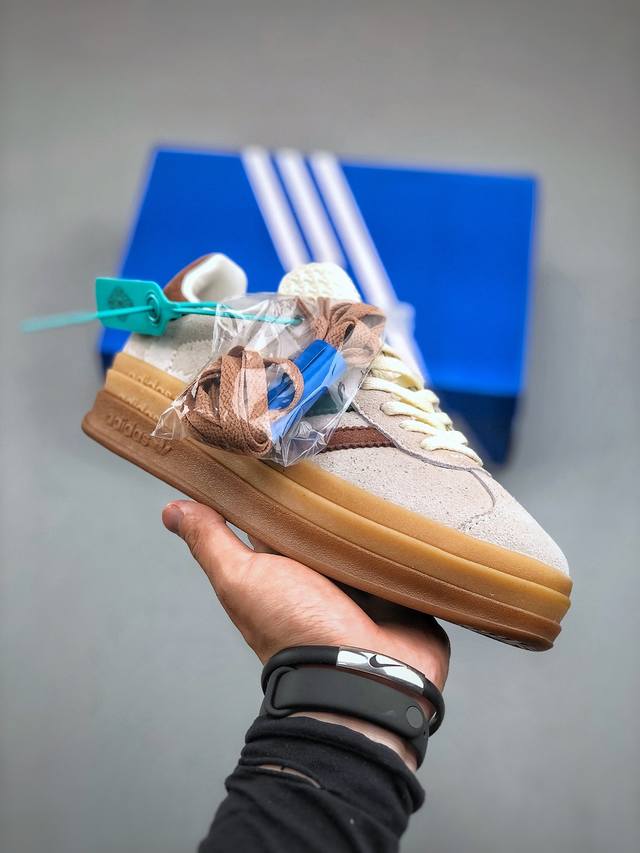 Adidas Originals Gazelle Bold W 羚羊松糕系列复古百搭厚底增高低帮休闲运动板鞋 翻毛浅灰深绿酒红生胶底 Ig3685 尺码 36-