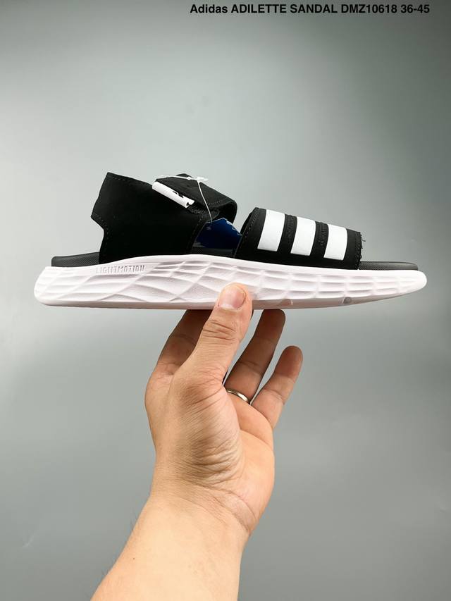 阿迪达斯 Adidas Adilette Sandal 阿迪凉鞋 脚感舒适 魔术扣调整 货号 Dmz10618