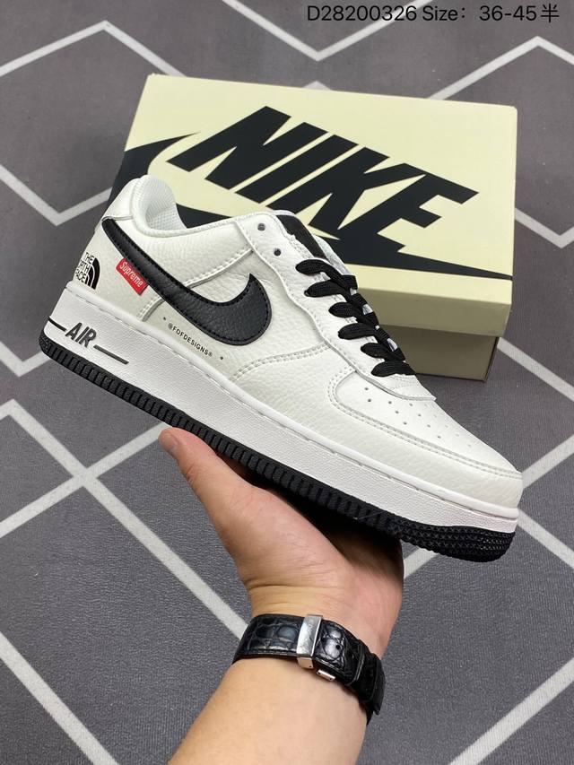 公司级特价福利supreme 北面the North Face Nike Air Force 1 Low 米深蓝 空军一号低帮休闲板鞋 原楦头原纸板 纯正空军版