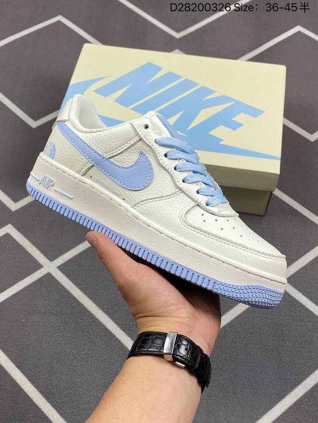 公司级特价福利supreme 北面the North Face Nike Air Force 1 Low 米深蓝 空军一号低帮休闲板鞋 原楦头原纸板 纯正空军版