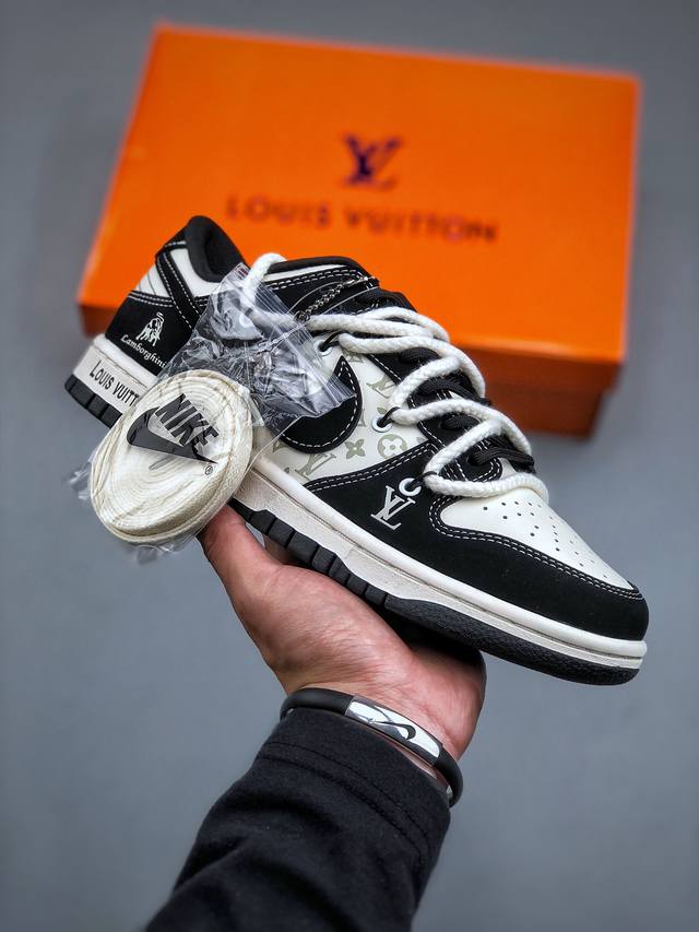 Nike Sb Dunk Low X Louis Vuitton 黑白绑带纯原大厂出品 极力推荐原装头层材料 独家版型蒸餾加工帶來的是更好的视觉和脚感体验大厂纯