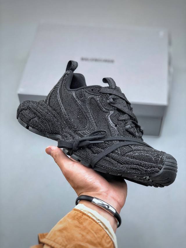 巴黎世家balenciaga 3Xl Sneakers 3+系列低帮复古阔型底姥爹风潮流百搭休闲慢跑鞋 黑色满钻 男女鞋配件防尘袋及附送鞋带#全部采用原档案原楦