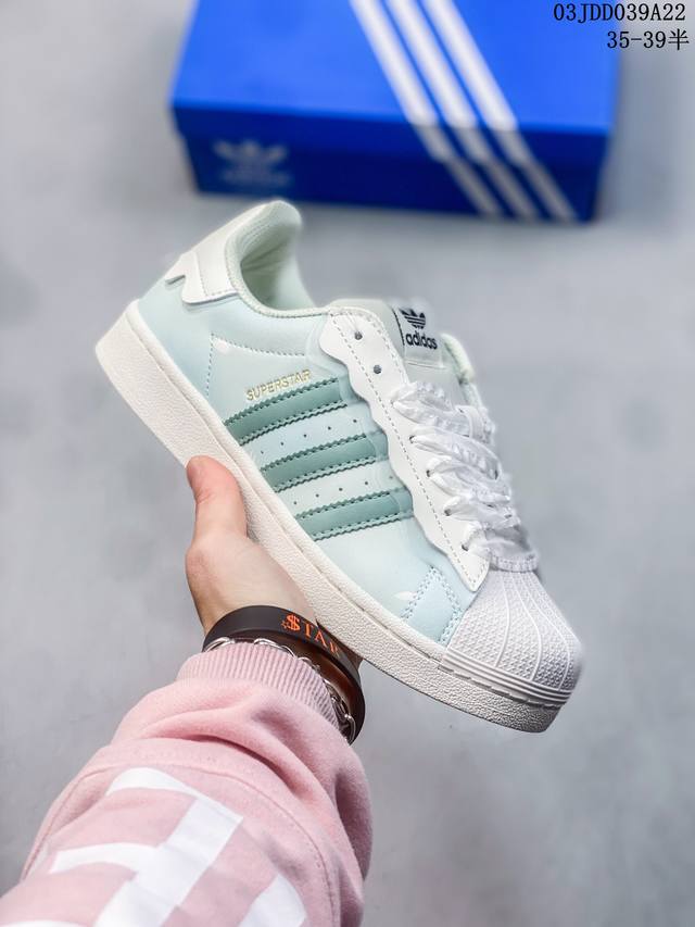 真标带半码adidas阿迪达斯三叶草女鞋贝壳头卡布奇诺奶油花边低帮板鞋gw4441 编码 尺码 35-45半35-39半 03Jdd039A22