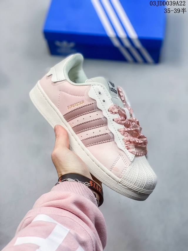 真标带半码adidas阿迪达斯三叶草女鞋贝壳头卡布奇诺奶油花边低帮板鞋gw4441 编码 尺码 35-45半35-39半 03Jdd039A22