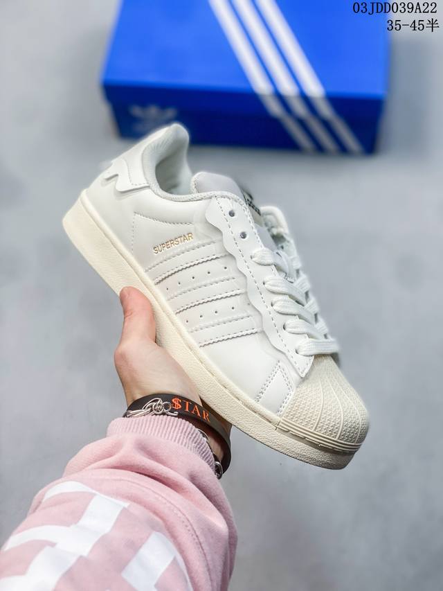 真标带半码adidas阿迪达斯三叶草女鞋贝壳头卡布奇诺奶油花边低帮板鞋gw4441 编码 尺码 35-45半35-39半 03Jdd039A22