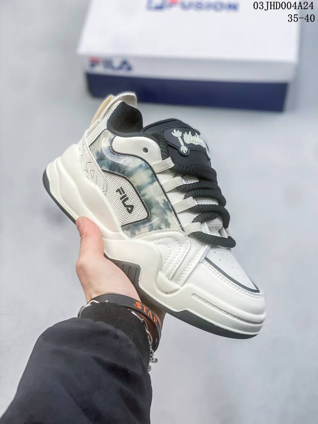 Fila 斐乐 采用高品质移膜皮革鞋面材质 轻量eav发泡橡胶大底 斐乐公版系列 Fila Fashion Shoes系带休闲女鞋 03Jhd004A24