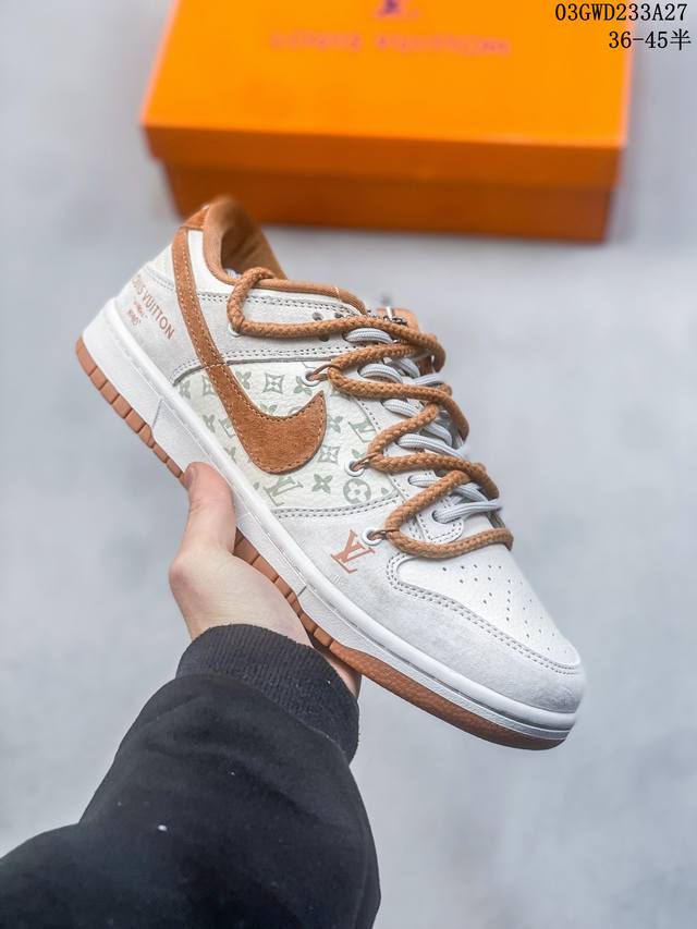 Lv路易威登-2024辰龙 海外官方同步发售 路易威登louis Vuitton 联名定制耐克nike Dunk Low 板鞋 意大利头层牛皮与进口猪八革的第一