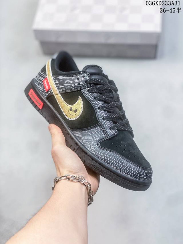 Supreme联名-黑灰鬼脸 海外官方同步发售 耐克nike Dunk Low Supreme 联名 美国街头滑板鞋潮牌 红底白色的独特logo使supreme