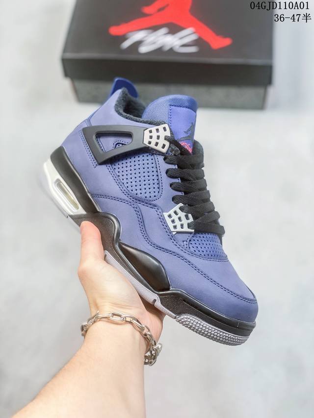 公司级 Air Jordan 4 Wntr Loyal Blue Aj4小阿姆 鞋身采用深邃的午夜蓝色调设计 加以黑色鞋身支撑 灰色鞋带扣 黑白灰三色构成的中底